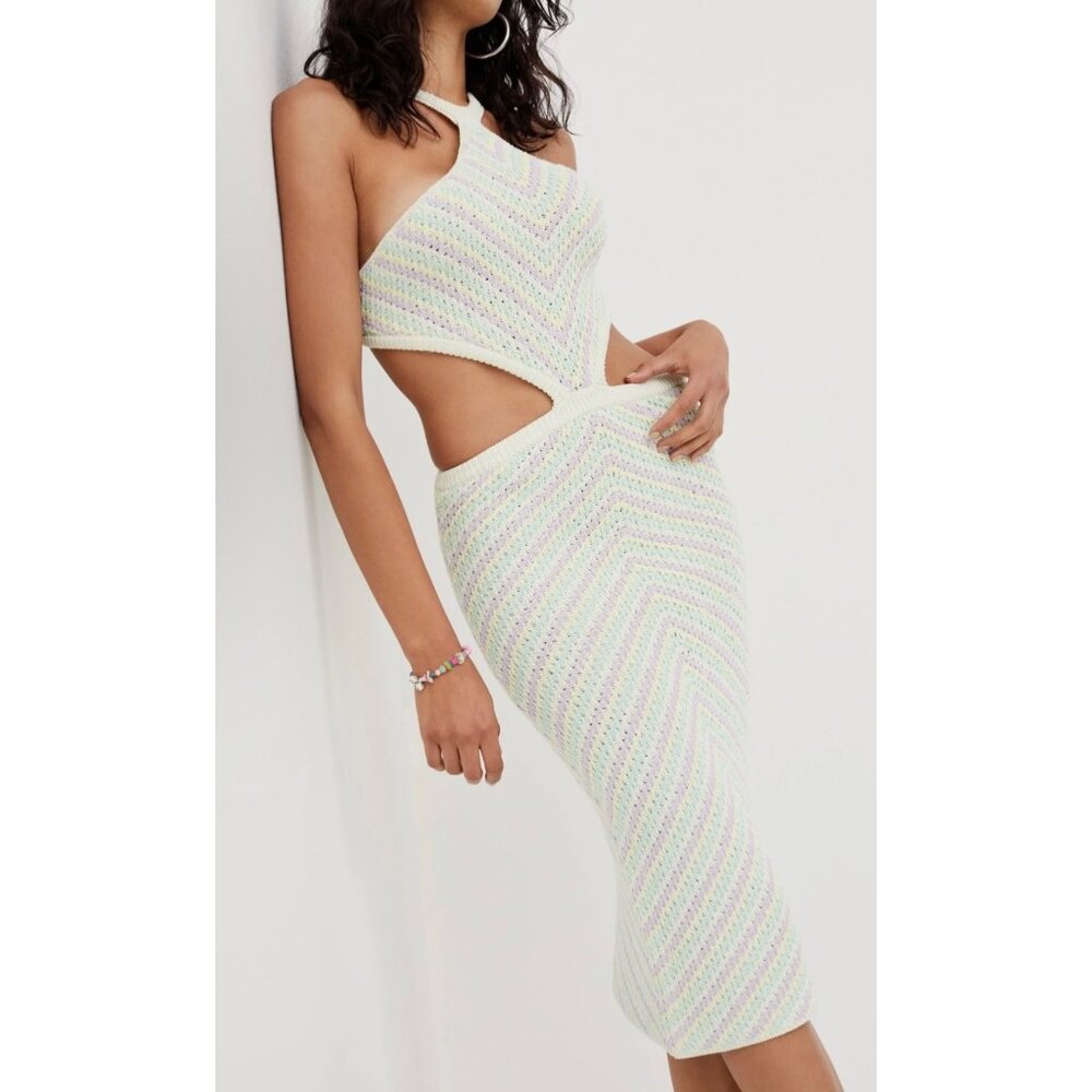 For Love & Lemons pastel BETTE MIDI DRESS NWT XL